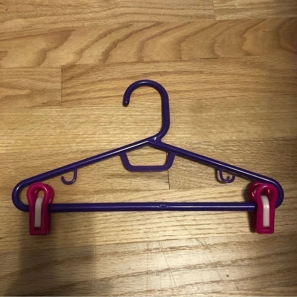 Vintage Hanger 80s 90s Purple Pink Pants Clip Kids Clothes